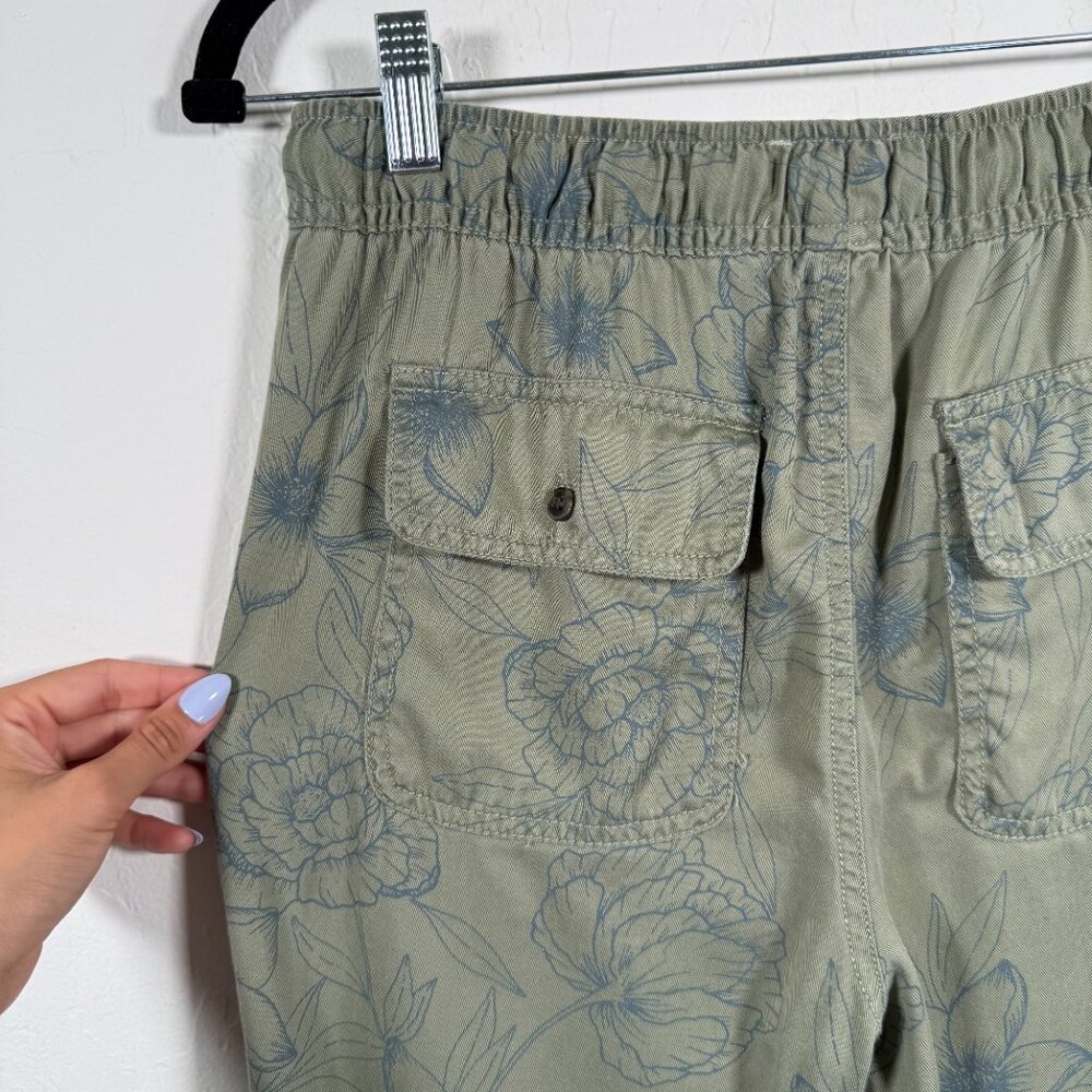 C & C California Army Green Floral Print Elastic Cuffs Jogger Pants Size S - Picture 8 of 12